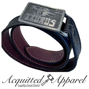 Taurus Large Metal Buckle Leather Belt